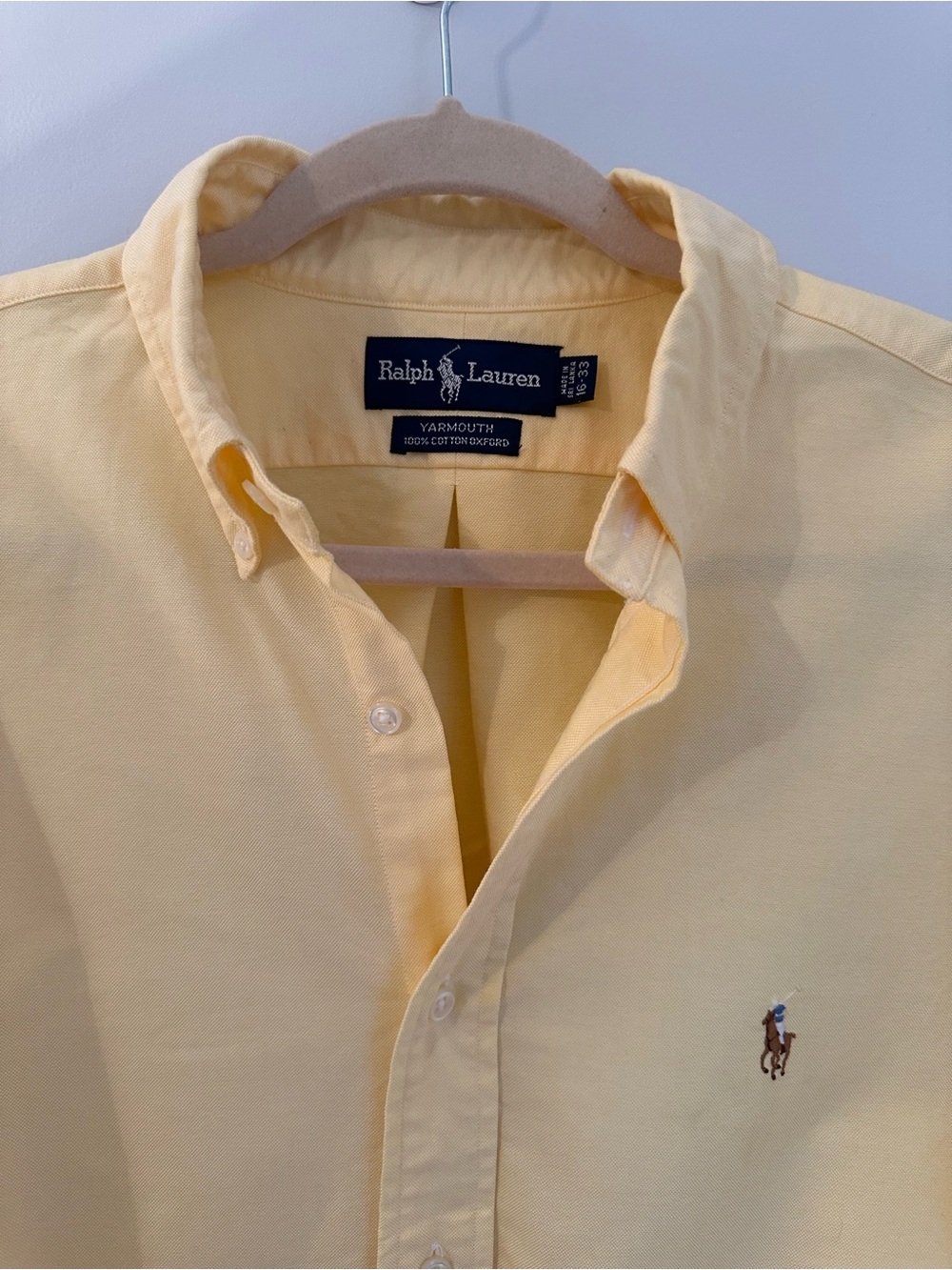Yellow Oxford Cloth Button Down Shirt Mens 16-33 L